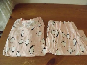 new JOYSPUN women's pajamas PINK WITH PENGUINS large SUPER SOFT NWT - Picture 1 of 8