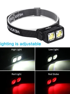 Waterproof COB Motion Sensor Head Torch Headlight USB Rechargeable Headlamp - Picture 1 of 8