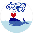 Happy Valentine's Day Whale with Heart - Circle Sticker Decal 3