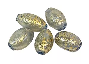 5 cuentas de vidrio ovaladas vintage veneciano azul de Murano lámina de oro de 24 quilates 23 mm - Imagen 1 de 5