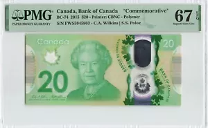 CANADA 20 Dollars 2015, BC-74 QEII Commemorative, PMG 67 EPQ Superb Gem UNC - Picture 1 of 2