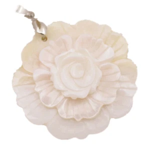 43mm Rose Flower Shell Pendant  Natural White Mother of Pearl Jewelry - Picture 1 of 3