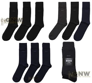 HUGO BOSS MEN FINEST SOCKS 3 COLOUR/ BLACK/ DARK BLUE 3 PACK ALL SIZES UK STOCK - Picture 1 of 10