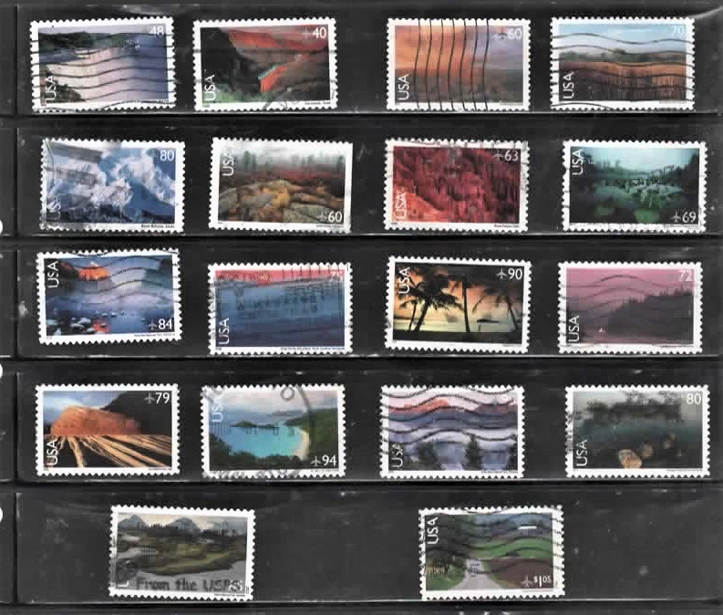 USA Stamps 18 Used Scenic AmericanAirmails The Scan are the Stamps - Image 1 of 1