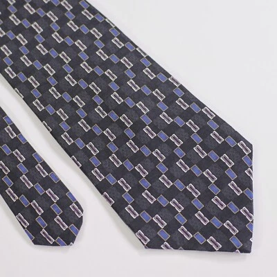 Corbata ancha tejida geométrica Stafford negra azul Foto 1 de 4