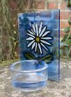 Vintage Lovely Little Stained Glass Floral Daisy Tea Light Lantern Candle Stand