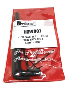 Vintage Herbrand 7 Pc. SAE Ball End Hex key Set Sizes 1/20" - 3/8" HAWB07 - Picture 1 of 5