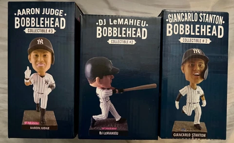 NY YANKEES 3 BOBBLEHEAD SET SGA AARON JUDGE GIANCARLO STANTON DJ LEMAHIEU MLB Cover