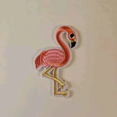 Pink Flamingo Embroidered Patch / Cute Embroidery For Clothing & Accessories - Image 1 of 4