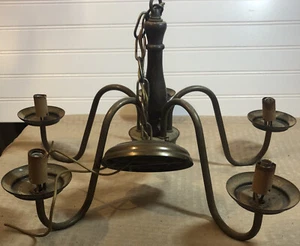 Vintage Antique Brass Effect Ceiling Chandelier - No Shades - Picture 1 of 12