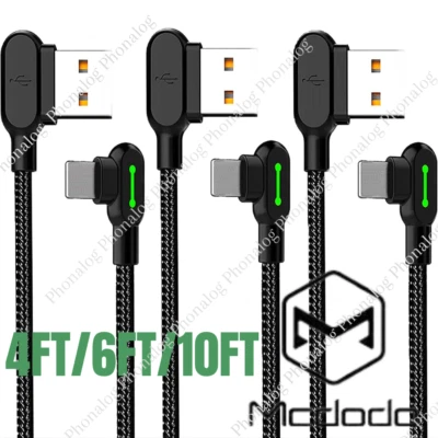 3 Pack Mcdodo 90 Degree Elbow USB Cable Charger Cord 4/6/10FT For iPhone13 12 11 - Image 1 of 4