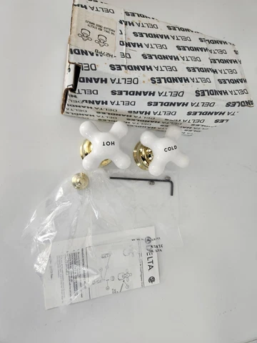 Delta H27PB Neo style porcelain cross handles W/ Lift Rod Final Cover