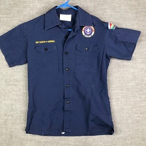 BSA Boy Scouts Uniform Shirt Youth L Blue Short Sleeve St. Louis Patched - Picture 1 of 10