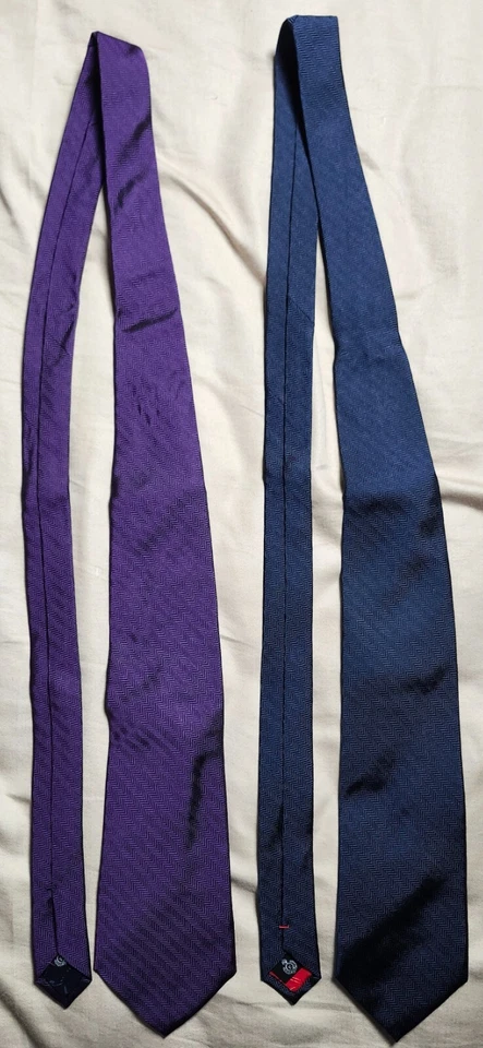 Set of 2 Faconnable Men's Ties Blue and Purple  Solid Vivid - Image 1 of 4
