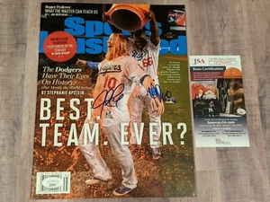 Justin Turner Yasiel Puig Firmado Deportes Ilustrados JSA Certificado de Autenticidad 28/28/17 Dodgers NL - Imagen 1 de 3