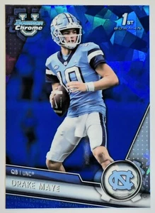2023 Bowman Chrome U 1st Sapphire Refractor Drake Maye Rookie UNC Tarheels - Imagen 1 de 2