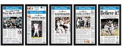 ¡Juego de periódicos de los Medias Blancas de Chicago campeones de la Serie Mundial 2005 ALCS & 2005 enmarcado! b Foto 1 de 4