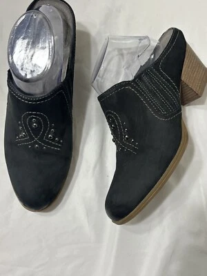 Black Leather Studded Clog Mule Womens 9.5 Earth Brand Casual Slip On - Image 1 of 4