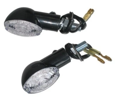 2x Blinker LED 12V 1W Schwarz Klar M10 für Motorrad Moped Roller Quad ATV ECE E8 - Bild 1 von 4