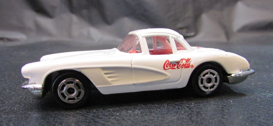 Vintage 2000's Majorette White 1958 Corvette Coca-Cola 1/58th Diecast Toy Car - Image 1 of 4