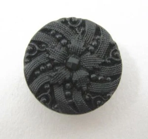 Lot of 4 Vintage Matching Lacy Black Glass Buttons 1/2" Flower & Geometric - Picture 1 of 3