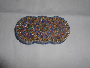 Vintage Handcrafted Glass Seed Bead Flower Hair Clip Large Barrette Art Blue - Picture 1 of 4