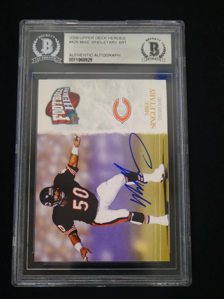 MIKE SINGLETARY 2009 UPPER DECK HEROES #425 SIGNED BAS AUTHENTIC AUTO BEARS - Image 1 of 2