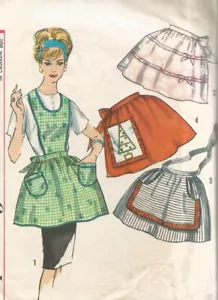 4213 Simplicity Sewing Pattern Retro Hostess Bib Aprons One Yard Vintage 1960s - Picture 1 of 4