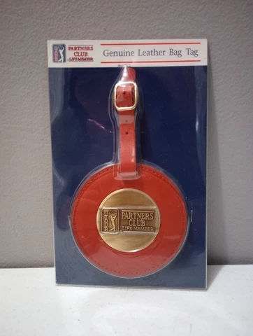 PGA Tour Partners Club Leather Bag Tag Life Member Brand New Cover