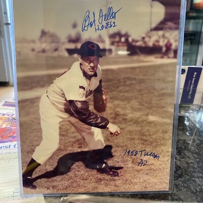 Bob Feller Signed 8x10 Photo Autographed  Indians HOF Multiple Inscriptions - Image 1 of 4
