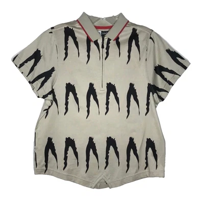 Топ поло для гольфа женский Jamie Sadock S бежевый черный 1/4 на молнии короткий рукав хлопок - Изображение 1 из 4