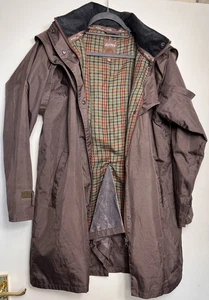JACK MURPHY Brown 3/4 length Coat Jacket Pockets Checked Lining Size UK 8 - Picture 1 of 8