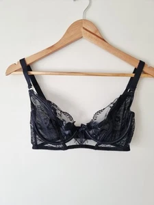 HONEY BIRDETTE Black Sheer Lace Soft Cup Bra SIZE 12DD 34DD - Picture 1 of 5
