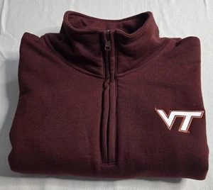 Mens Champion Size L 1/4 Zip Virginia Tech Fleece Sweatshirt, Hokies Burgundy  - Picture 1 of 10