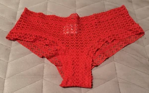 Victoria's Secret ROSA Logo Rojo Guiño Corazón Encaje Cheeky Panty ~ GRANDE ~ ¡NUEVO CON ETIQUETAS! - Imagen 1 de 5