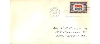 1943 Netherlands Flag 5c Stamp FDC Allied Nations DC Event Cover Washington - Image 1 of 2