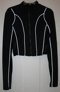 Shein Damen Top Full Zip Langarm Cropped Side Mesh Schwarz Gr. M - Bild 1 von 5