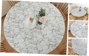 Round Vinyl Fitted Large Round Fits Table up 45"-56" Diameter Marbling - Picture 1 of 7