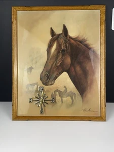 Impresión artística de caballo Ruane Manning "salvaje y libre" en marco de madera con mecanismo de reloj - Imagen 1 de 10