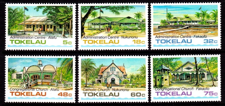 Tokelau 1985 Edificios Públicos e Iglesias Completo Como Nuevo MNH Set SC 120-125 Foto 1 de 1