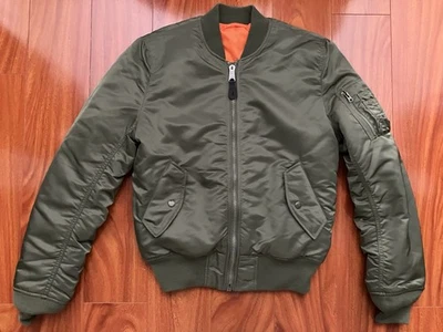 Alpha Industries MA-1 BOMBER JACKET SLIM FIT Reversible Green Orange Small - Image 1 of 4