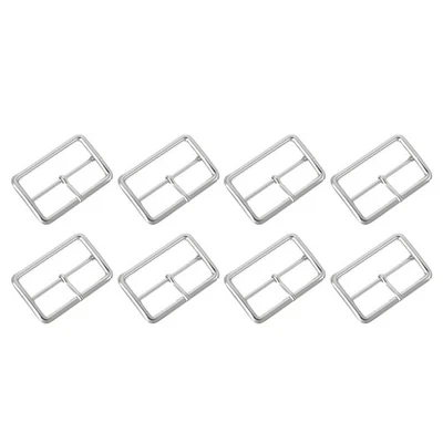 8Pcs Metal Roller Buckles, 45mm/1.8" Single Prong Belt Strap Adjuster, Silver — 第 1/4 张图片