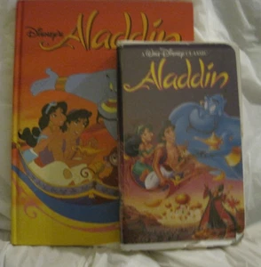 Vintage Disney Aladdin Film und Geschichtenbuch ~ Buch und VHS ~ 1. Auflage ~ LBDLJ - Bild 1 von 7
