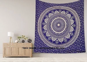 Cubierta de cama Indian Ombre Mandala oro azul rey hippie de pared colgante - Imagen 1 de 2