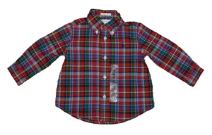 NWT Polo Ralph Lauren Little Boys Plaid Cotton Shirt Red Multi 9 Months - Picture 1 of 2