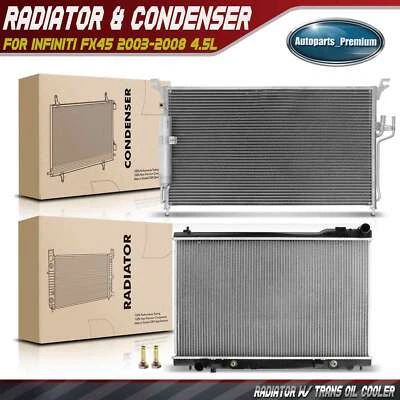 Kit de refrigeración de radiador y condensador de CA para INFINITI FX45 2003-2008 4,5 L automático Foto 1 de 4