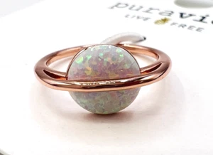Pura Vida Rose Gold Plated Opal Saturn Ring Size 5 - Picture 1 of 9