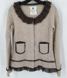 Cárdigan suéter chaqueta Sparrow beige mezcla de lana merino para mujer manga larga S - Imagen 1 de 7