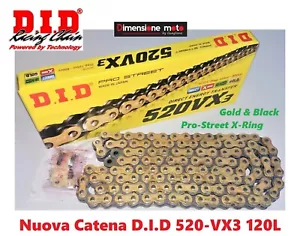 Catena DID 520VX3 120Maglie Gold&Black per BETAMOTOR RR 250 2T Enduro dal 2013 > - Foto 1 di 1