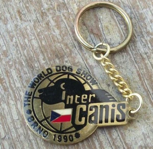 1990 Intercanis Championship Dog Breeders Show Event Brno Keyring Key Chain Ring - Picture 1 of 4